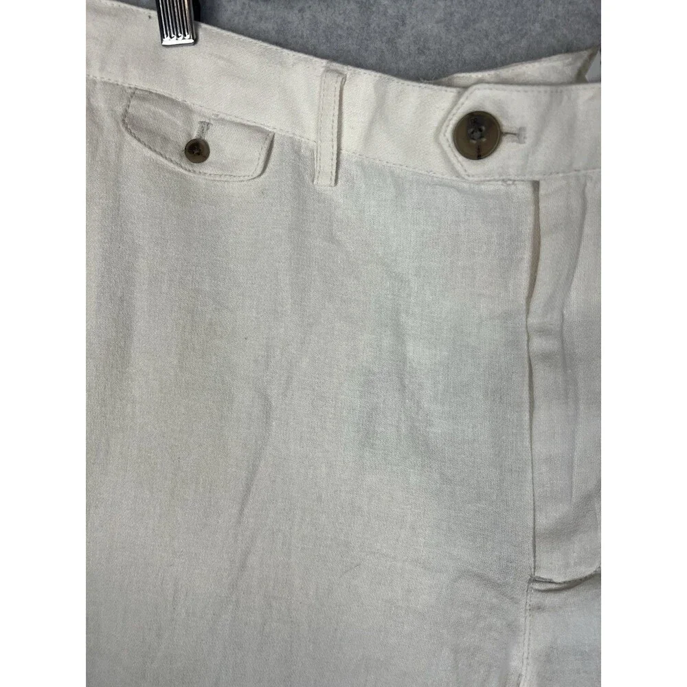 NWT Banana Republic Linen Blend Men 38x30 Ivory Slim Straight Trouser Dress Pant